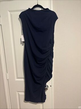 Women’s Navy Ruched Side Draped Dress